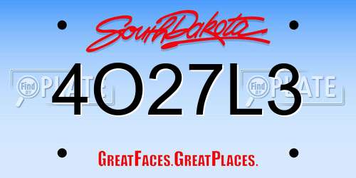 4O27L3 South Dakota License Plate