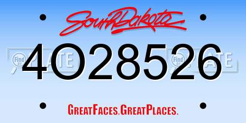 4O28526 South Dakota License Plate