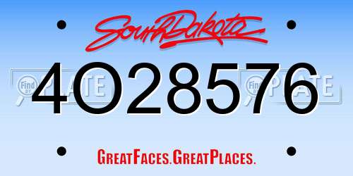 4O28576 South Dakota License Plate