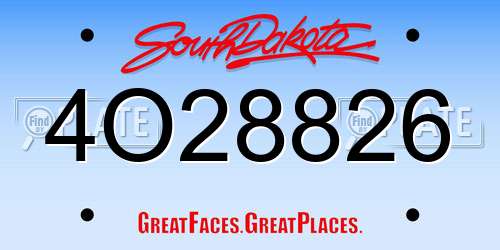 4O28826 South Dakota License Plate