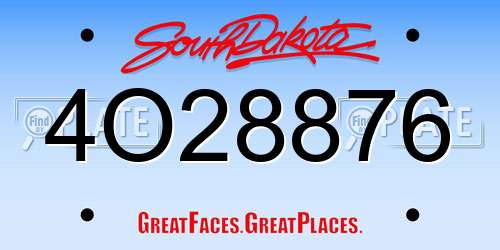 4O28876 South Dakota License Plate