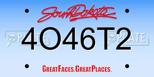 4O46T2 South Dakota License Plate