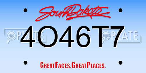 4O46T7 South Dakota License Plate