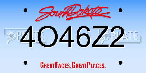 4O46Z2 South Dakota License Plate