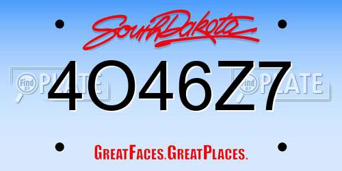 4O46Z7 South Dakota License Plate