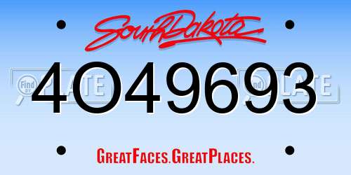 4O49693 South Dakota License Plate