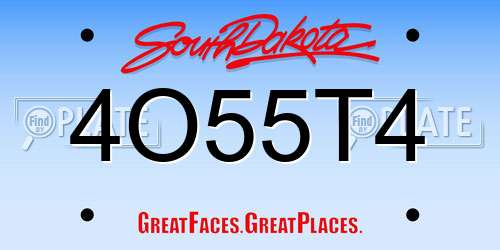 4O55T4 South Dakota License Plate