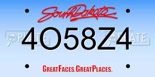 4O58Z4 South Dakota License Plate