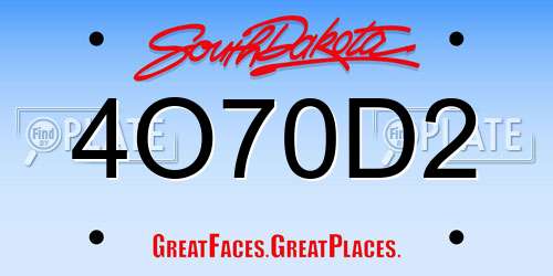4O70D2 South Dakota License Plate