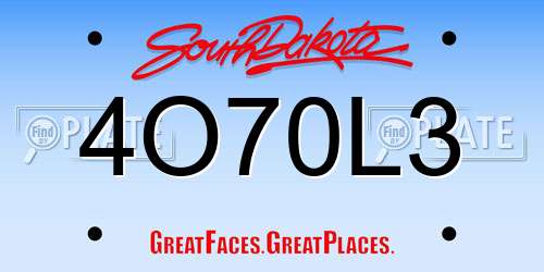 4O70L3 South Dakota License Plate