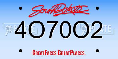 4O70O2 South Dakota License Plate