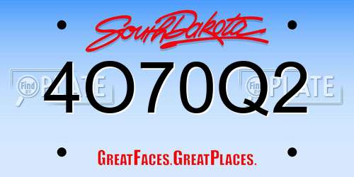 4O70Q2 South Dakota License Plate
