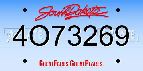 4O73269 South Dakota License Plate