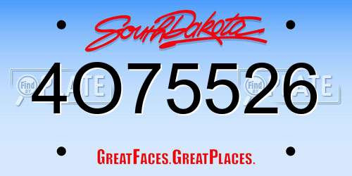 4O75526 South Dakota License Plate