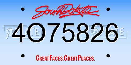 4O75826 South Dakota License Plate