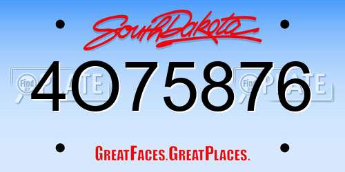 4O75876 South Dakota License Plate