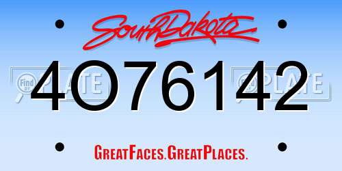 4O76142 South Dakota License Plate