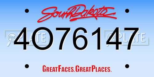 4O76147 South Dakota License Plate