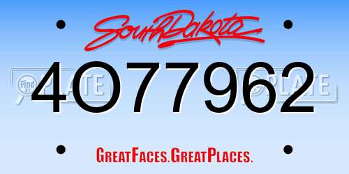 4O77962 South Dakota License Plate