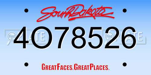 4O78526 South Dakota License Plate