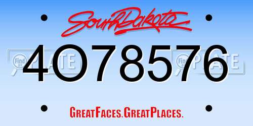 4O78576 South Dakota License Plate