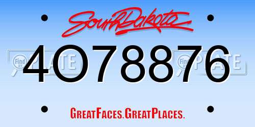 4O78876 South Dakota License Plate