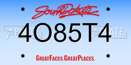 4O85T4 South Dakota License Plate