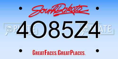 4O85Z4 South Dakota License Plate