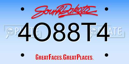 4O88T4 South Dakota License Plate