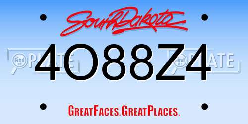 4O88Z4 South Dakota License Plate