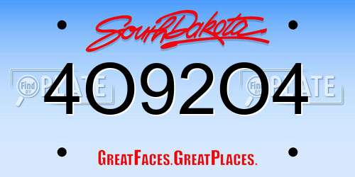 4O92O4 South Dakota License Plate