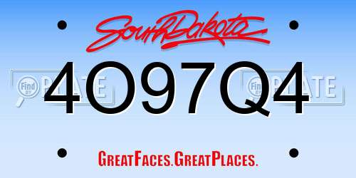 4O97Q4 South Dakota License Plate