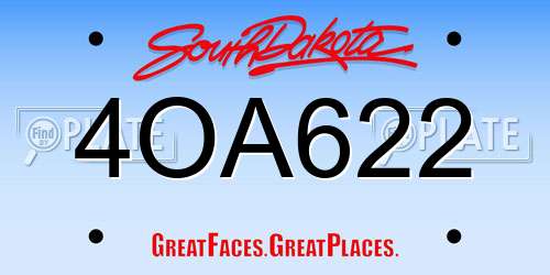 4OA622 South Dakota License Plate