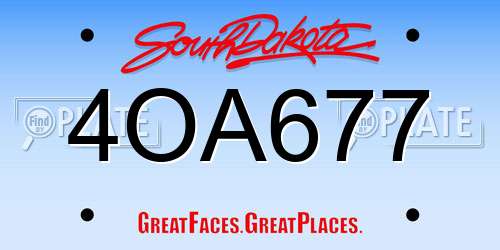 4OA677 South Dakota License Plate