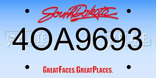 4OA9693 South Dakota License Plate