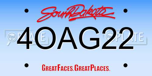 4OAG22 South Dakota License Plate
