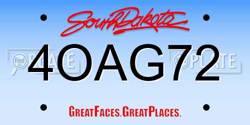 4OAG72 South Dakota License Plate