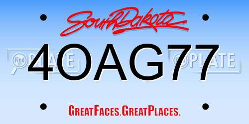 4OAG77 South Dakota License Plate