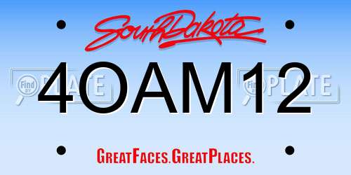 4OAM12 South Dakota License Plate
