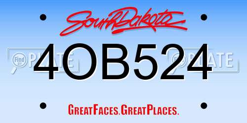 4OB524 South Dakota License Plate