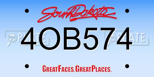 4OB574 South Dakota License Plate