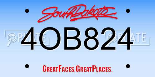 4OB824 South Dakota License Plate