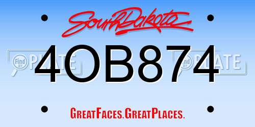 4OB874 South Dakota License Plate