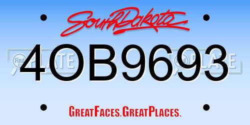 4OB9693 South Dakota License Plate
