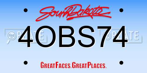 4OBS74 South Dakota License Plate