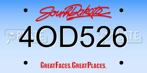 4OD526 South Dakota License Plate