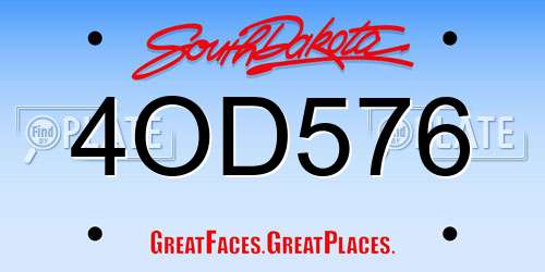 4OD576 South Dakota License Plate