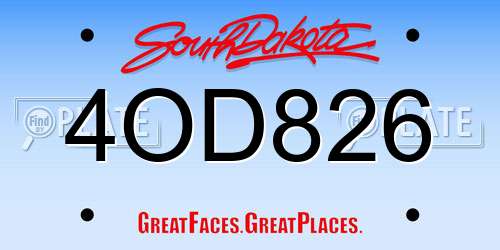 4OD826 South Dakota License Plate