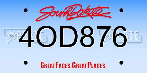 4OD876 South Dakota License Plate