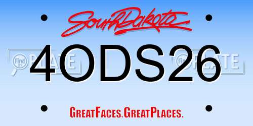 4ODS26 South Dakota License Plate